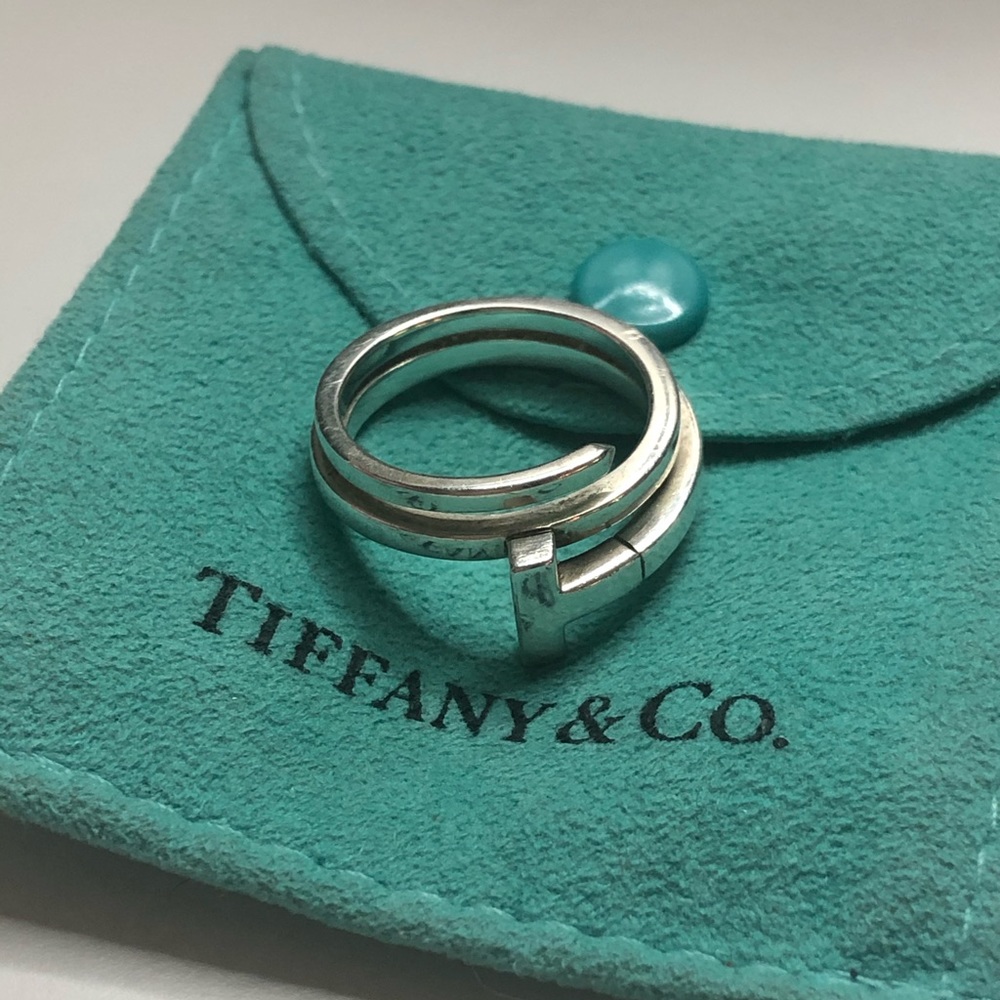 Tiffany & Co. Sterling Silver T-Square Wrap Ring